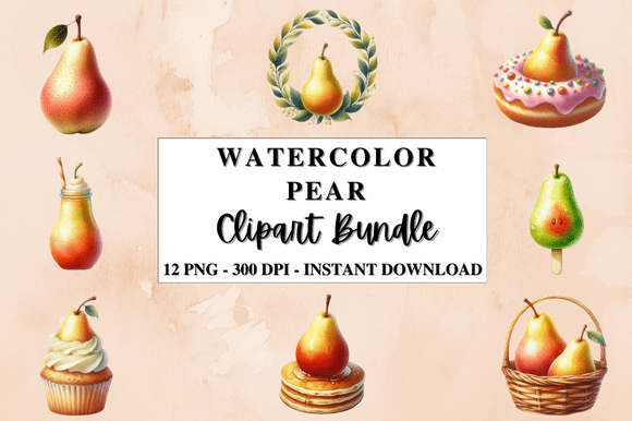 Download Watercolor Pear Clipart Bundle - Bundle Collection