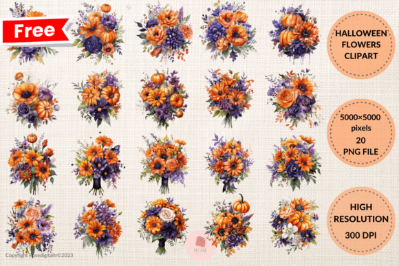 Download Free Halloween Flowers Clipart Bundle 4 - Bundle Collection