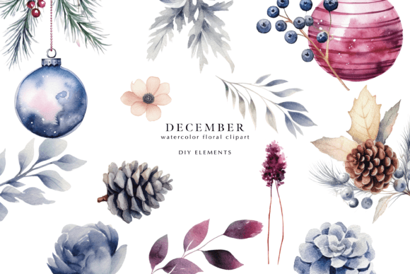 Download Watercolor Christmas DIY Elements Set - Diy elements Collection