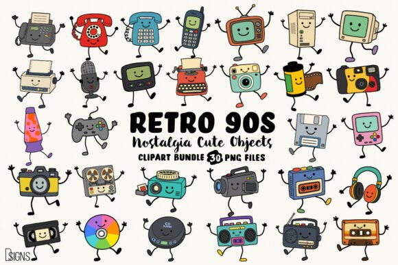 Download Retro 90s Cute Nostalgic Objects Bundle - Bundle Collection
