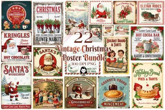 Download Vintage Christmas Poster Quotes Bundle - Bundle Collection