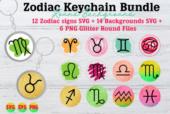 Download Zodiac Signs Keychain Bundle, Glitter - Bundle Collection