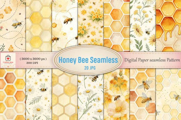 Download Honey Bee Digital Paper Bundle - Bundle Collection