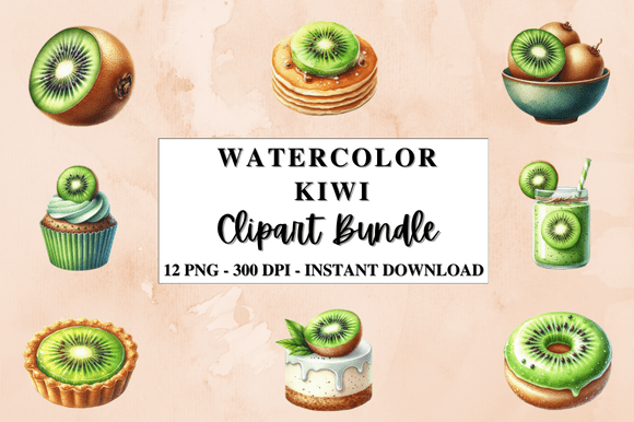 Download Watercolor Kiwi Fruit Clipart Bundle - Bundle Collection