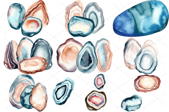 Download 10 Watercolor Agate Stones Bundle - Bundle Collection