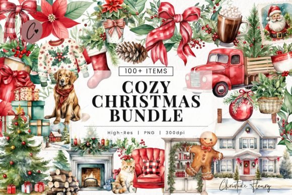 Download Huge Watercolor Cozy Christmas Bundle - Bundle Collection