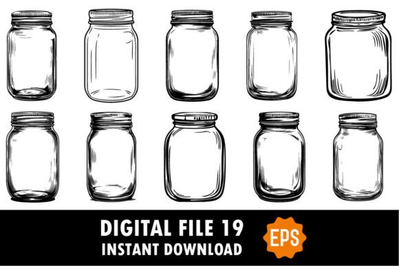 Download Empty Jar Silhouette Cut File Bundle - Bundle Collection