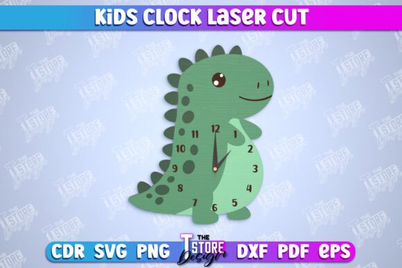 Download Kids Clock | Dino Shape | Nursery Decor - Premium Resources